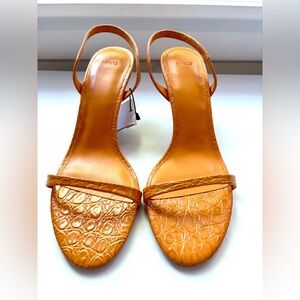 Mango Orange heel croc-effect sandals